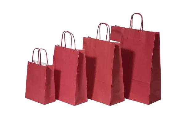 Papiertragetaschen Rot 26x12x35cm Kraft 90g/m² (50 Stück) [PAM2635R]