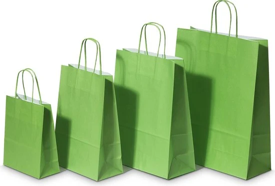 Papiertragetaschen Grün 22x10x31cm Kraft 90g/m² (50 Stück) [PAM2231GR]