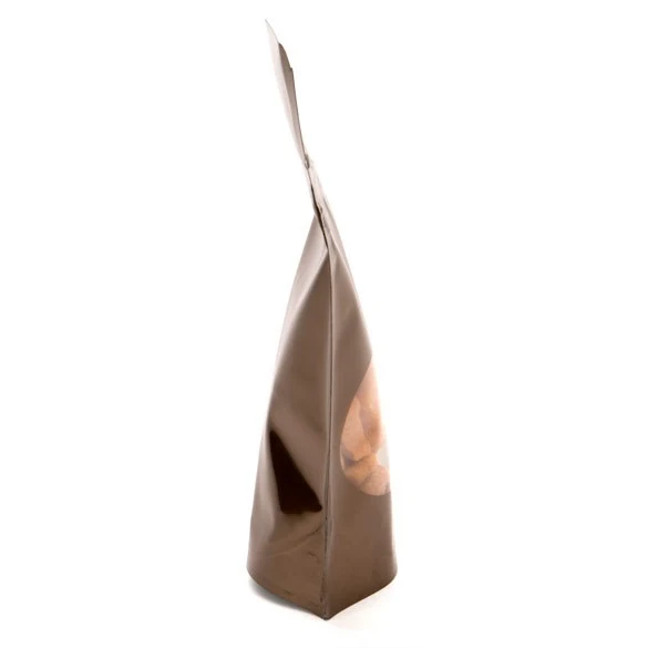 Standbodenbeutel Bronze 8x5x13cm | 28 Gramm mit rundem Fenster (100 Stück) [ZBGO1BZ]