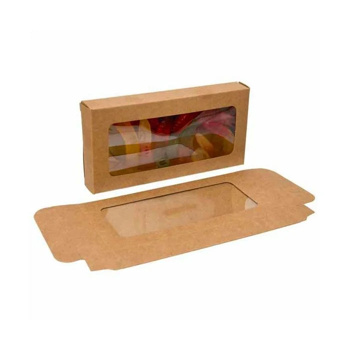 Pappschachteln Kraft Braun mit Fenster 7x2.1x13.8cm (25 Stück) [WKRG315]
