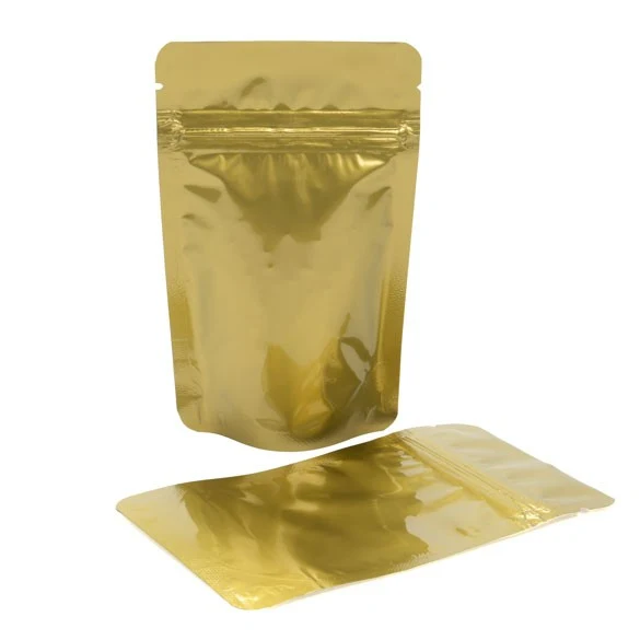 Standbodenbeutel Gold 8x5x13cm | 28 Gramm (100 Stück) [ZBGM1G]