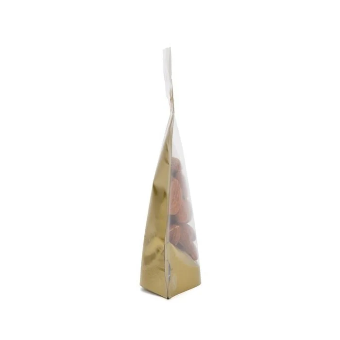 Standbodenbeutel Transparent/Gold 12x7.5x18.5cm | 110 Gramm (100 Stück) [ZBGGC46]