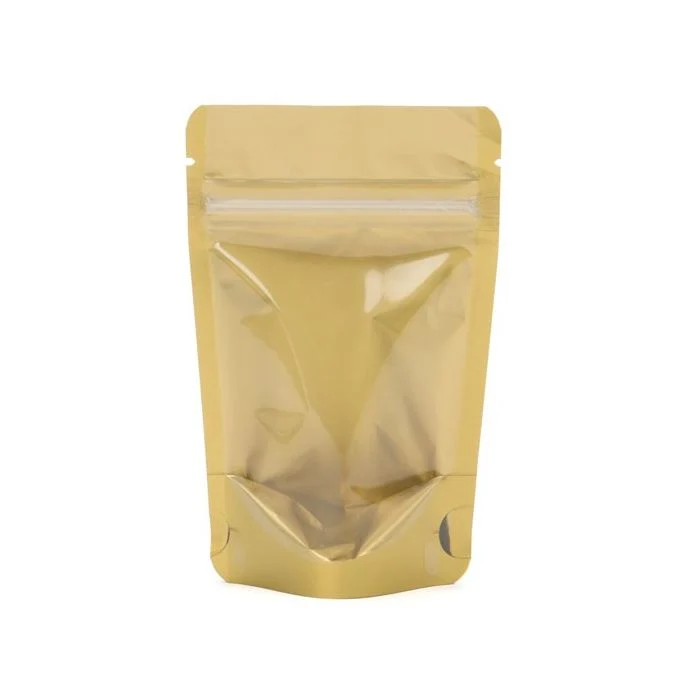 Standbodenbeutel Transparent/Gold 10.2x6x15.2cm | 57 Gramm (100 Stück) [ZBGGC2]