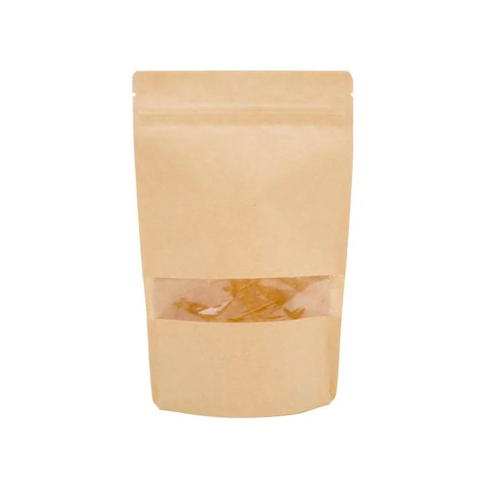 Standbodenbeutel Kraft 14.9x8.9x23.2cm mit Fenster (100 Stück) [ZBGW7K]