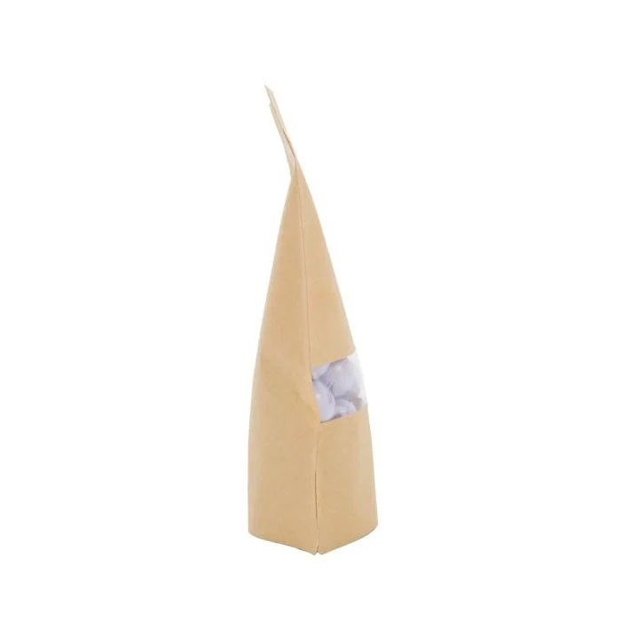 Standbodenbeutel Kraft 14.9x8.9x23.2cm mit Fenster (100 Stück) [ZBGW7K]