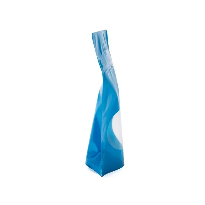 Standbodenbeutel Blau 13x8x20.5cm | 110 Gramm mit rundem Fenster (100 Stück) [ZBGO3BL]