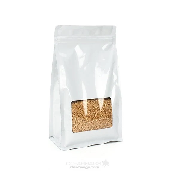 Kaffeebeutel Weiß 12.7x7.6x20.3cm mit Fenster | 113 Gramm (100 Stück) [SQMS7W]