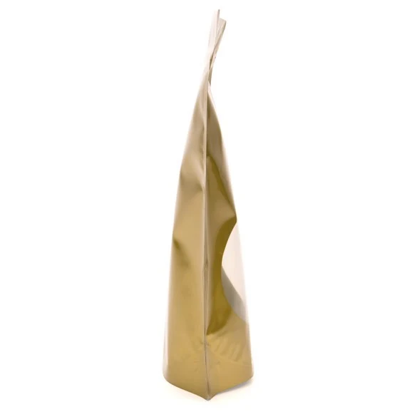 Standbodenbeutel Gold 21x9x29cm | 510 Gramm mit rundem Fenster (100 Stück) [ZBGO5G]