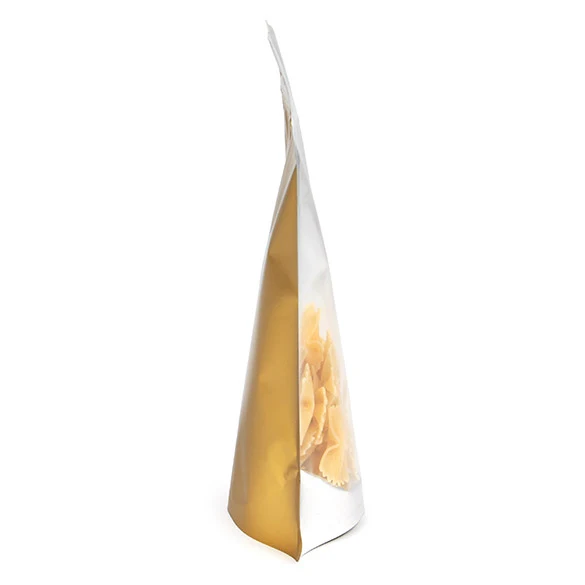 Standbodenbeutel Transparent/Gold 13x7x20.5cm | 110 Gramm (100 Stück) [ZBGG3]
