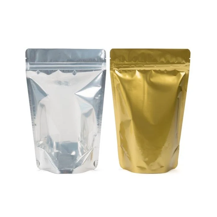 Standbodenbeutel Transparent/Gold 14.9x8.9x23.2.2cm | 310 Gramm (100 Stück) [ZBGG7]