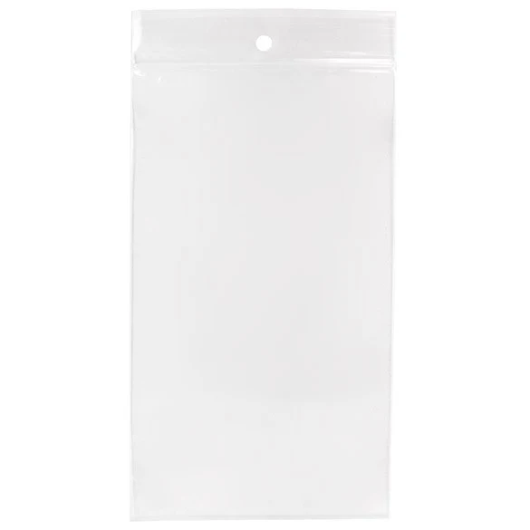 Druckverschlussbeutel mit Aufhängeloch 10x18cm Transparent PP 50 Mikron (100 Stück) [ZR47]