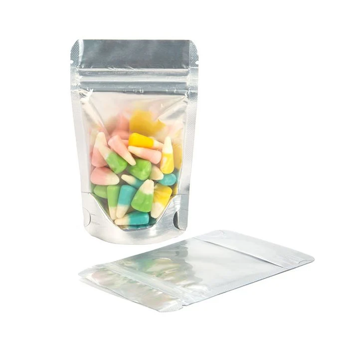 Standbodenbeutel Transparent/Silber 8x5x13cm | 28 Gramm (100 Stück) [ZBGS1]
