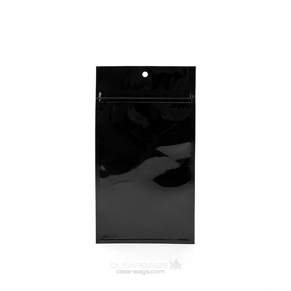 Druckverschlussbeutel Schwarz Metallisiert 12.5x21cm mit Aufhängeloch (100 Stück) [HZBB6MB]