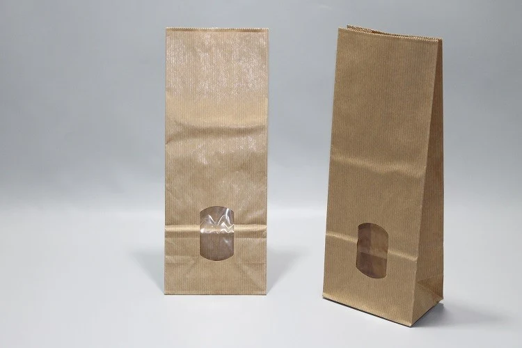 Blockbodenbeutel Kraft Braun mit OPP gefüttert 10.5x6.5x27.5cm | 500 Gramm (100 Stück) [PAB1015]