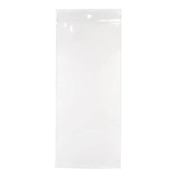 Druckverschlussbeutel mit Aufhängeloch 10x23cm Transparent PP 100 Mikron (100 Stück) [Z4R49]