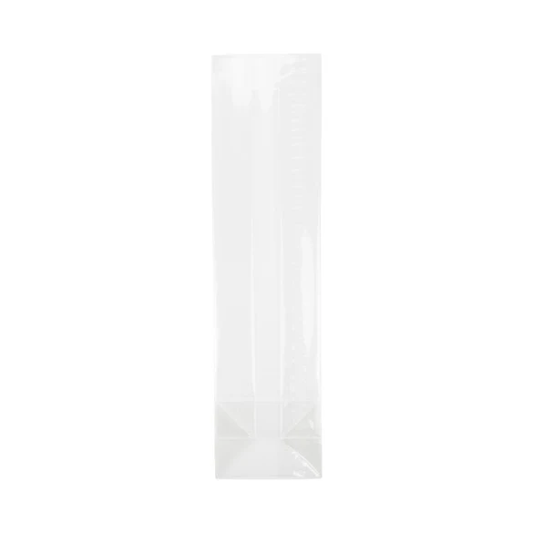 Blockbodenbeutel 6.7x4.8x26cm Transparent (100 Stück) [FG13]