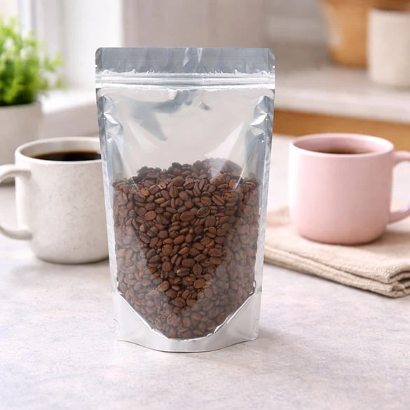 Standbodenbeutel Transparent/Kraft 17x9x28.5cm | 340 Gramm (100 Stück) [ZBGK4]