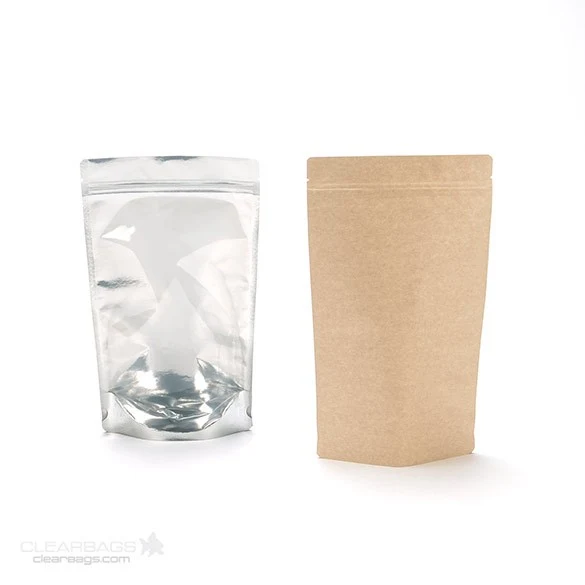 Standbodenbeutel Transparent/Kraft 17x9x28.5cm | 340 Gramm (100 Stück) [ZBGK4]