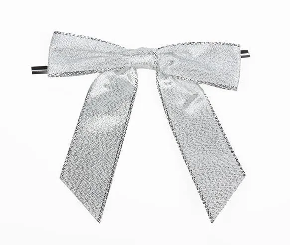 Schleifen gebunden metallisch Silber 2,2cm (100 Stück) [BOW7MS]
