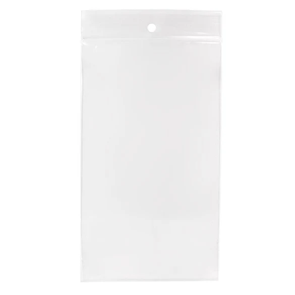 Druckverschlussbeutel mit Aufhängeloch 10x18cm Transparent PP 100 Mikron (100 Stück) [Z4R47]