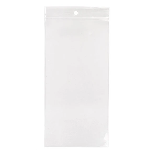 Druckverschlussbeutel mit Aufhängeloch 10x20.5cm Transparent PP 100 Mikron (100 Stück) [Z4R48]