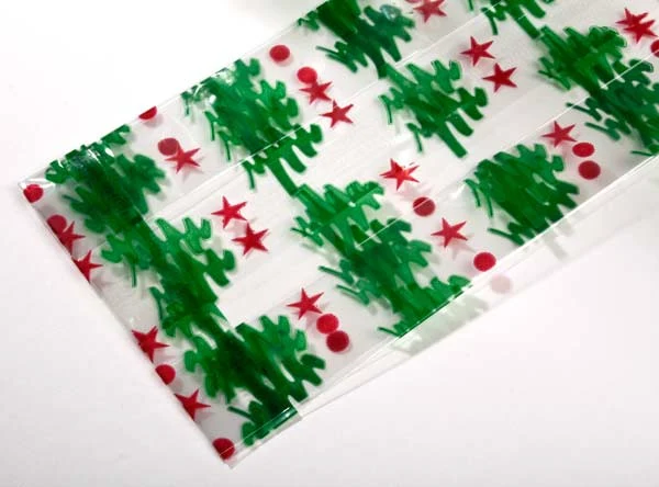Bedruckte Beutel Weihnachtsbäume 12,7x7,6x29,2cm mit Seitenfalten (100 Stück) [G5CTR]