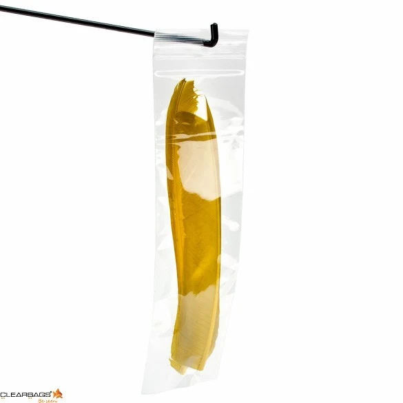 Druckverschlussbeutel mit Aufhängeloch 7.5x30.5cm Transparent PP 50 Mikron (100 Stück) [ZR312]