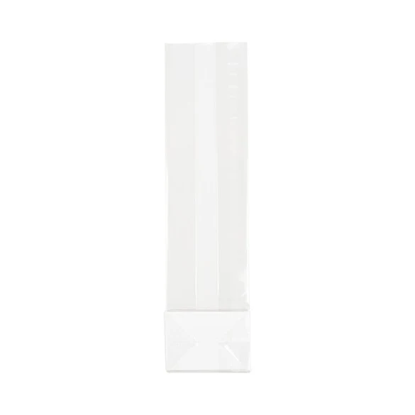 Blockbodenbeutel 6.7x4.8x26cm Transparent mit Bodenblatt (100 Stück) [FGPB13]