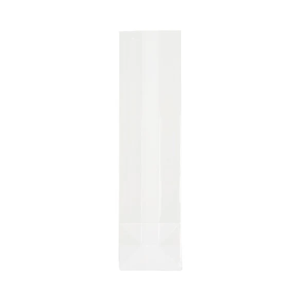 Blockbodenbeutel 6.4x5.1x24.8cm Transparent mit Bodenblatt (100 Stück) [FGPB12]