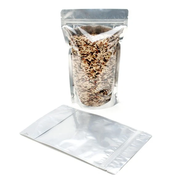 Standbodenbeutel Transparent/Silber 14.5x8x23cm | 170 Gramm (100 Stück) [ZBGS58]