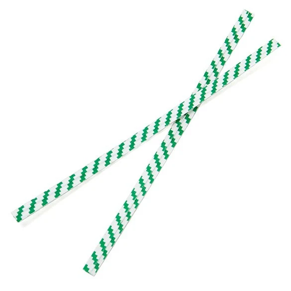 Verschluss-Streifen 10.2x0.4cm Papier Weiß/Grün gestreift (1,000 Stück) [TT4WGS]
