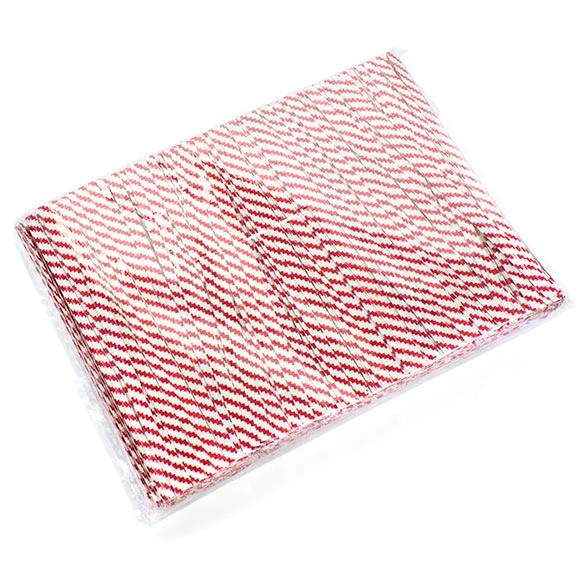 Verschluss-Streifen 10.2x0.4cm Papier Weiß/Rot gestreift (1,000 Stück) [TT4WRS]