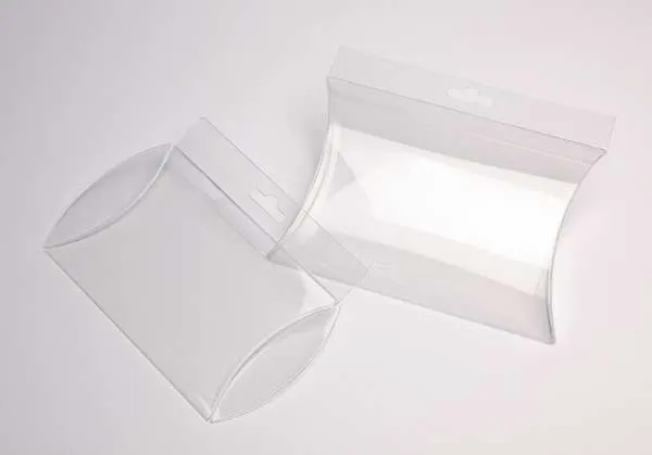 Kissenschachteln Transparent 12.5x4x17.5cm mit Aufhängeloch (25 Stück) [PBSH78]