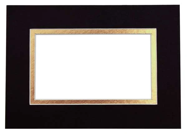 Fertig-Passepartouts 9.2x14.3cm Fenster - Schwarz/Gold doppelte Dicke - 12.7x17.8cm Außenrahmen (10 Stück) [MD20184]