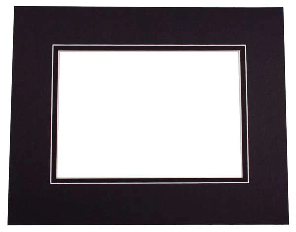 Fertig-Passepartouts 20.6x27cm Fenster - Schwarz/Schwarz doppelte Dicke - 27.9x35.6cm Außenrahmen (10 Stück) [MD20137]