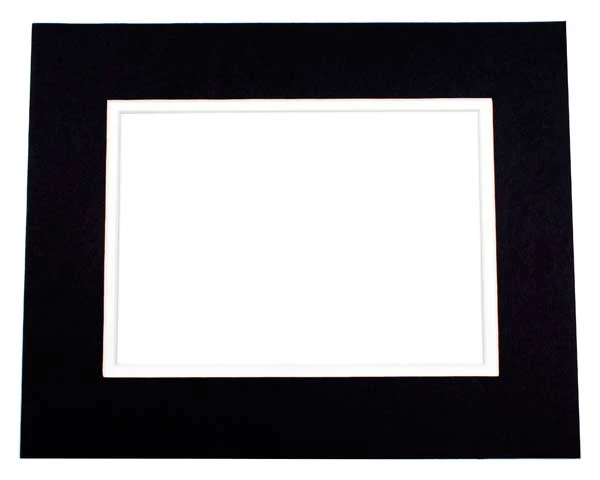 Fertig-Passepartouts 19.4x29.5cm Fenster - Schwarz/Weiß doppelte Dicke - 30.5x40.6cm Außenrahmen (10 Stück) [MD20160]