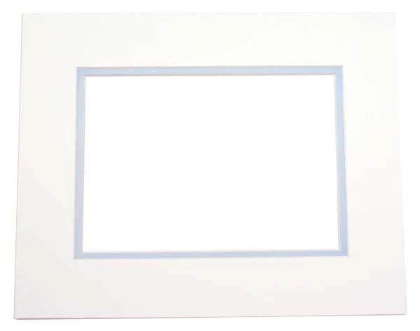 Fertig-Passepartouts 19.4x24.5cm Ausschnitt Fenster - Elfenbein/Hellblau doppelte Dicke - 27.9x35.6cm Außenrahmen (10 Stück) [MD20025]