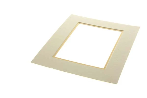 Fertig-Passepartouts 19.4x24.5cm Fenster - Elfenbein/Gold doppelte Dicke - 27.9x35.6cm Außenrahmen (10 Stück) [MD20023]