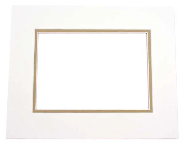 Fertig-Passepartouts 19.4x24.5cm Fenster - Elfenbein/Olivengrün doppelte Dicke - 27.9x35.6cm Außenrahmen (10 Stück) [MD20022]