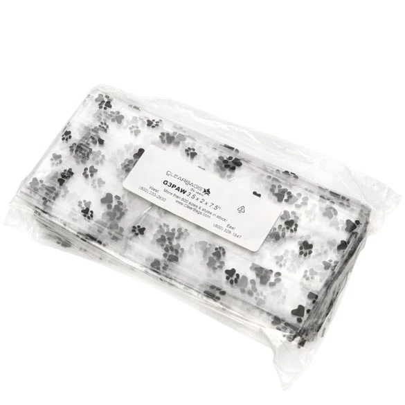 Bedruckte Beutel kleine Pfoten 8.9x5.1x19.1cm mit Seitenfalten (100 Stück) [G3PAW]