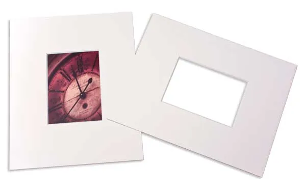 Fertig-Passepartouts 11.4x16.5cm Fenster - Weiß doppelte Dicke - 27.9x35.6cm Außenrahmen (25 Stück) [MS31003]