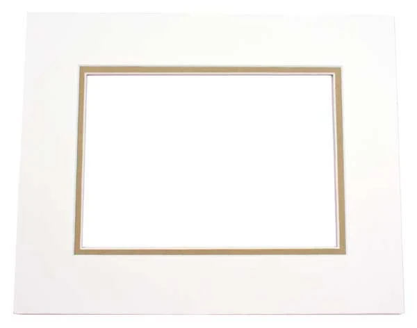 Fertig-Passepartouts 32.1 x 47.3cm Fenster - Elfenbein/Olivengrün doppelte Dicke - 45.7 x 61cm Außenrahmen (10 Stück) [MD20096]