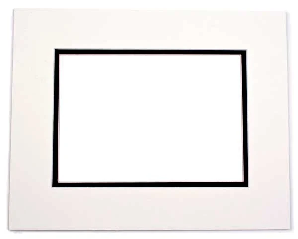 Fertig-Passepartouts 27 x 34.6cm Fenster - Elfenbein/Schwarz Doppelte Dicke - 40.6 x 50.8cm Außenrahmen (10 Stück) [MD20033]