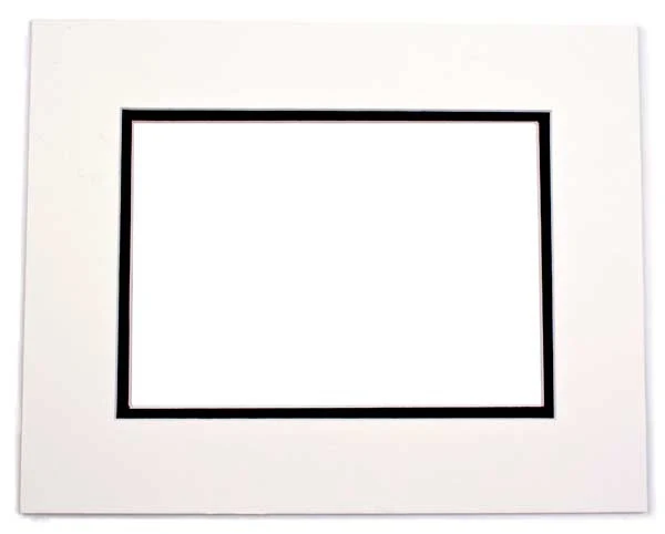 Fertig-Passepartouts 27 x 34.6cm Fenster - Elfenbein/Schwarz Doppelte Dicke - 40.6 x 50.8cm Außenrahmen (10 Stück) [MD20033]