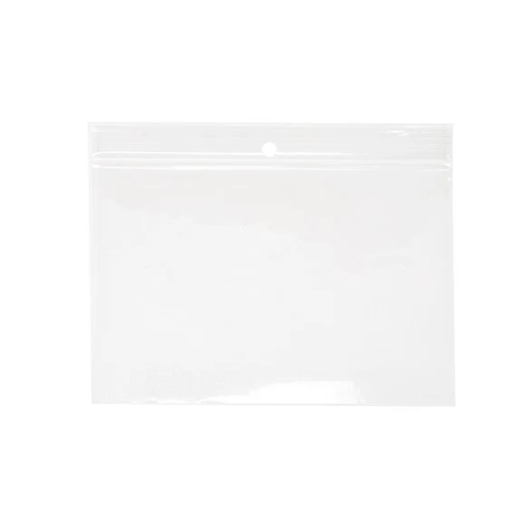 Druckverschlussbeutel mit Hangloch 15x10cm Kristallklar PP 50 Mikron (100 Stück) [ZR64]