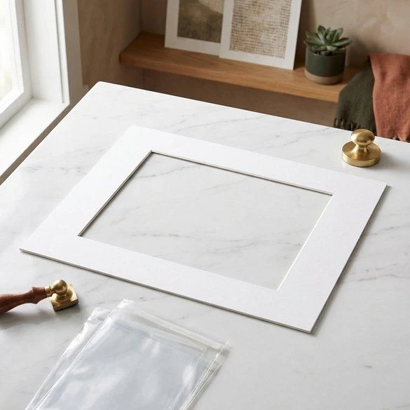 Fertig-Passepartouts 19.4x24.5cm Fenster - helles Weiß - 27.9x35.6cm Außenrahmen (10 Stück) [MS20088]