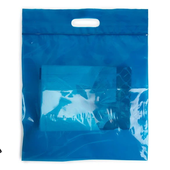 Polytragetaschen Blau 22.9x8.2x18.4cm 75 Mikron (100 Stück) [ZH13BL5]