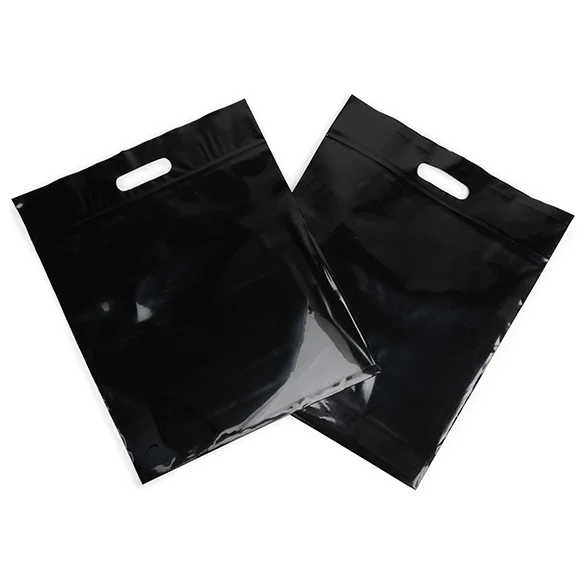 Polytragetaschen Schwarz 22.9x8.2x18.4cm 75 Mikron mit Druckverschluss (100 Stück) [ZH13BK5]