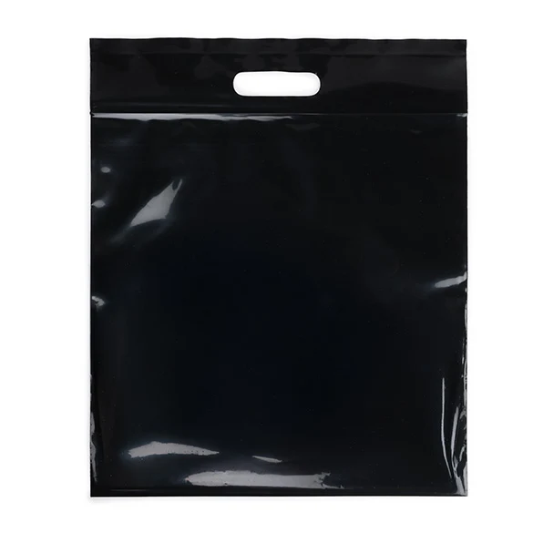 Polytragetaschen Schwarz 22.9x8.2x18.4cm 75 Mikron mit Druckverschluss (100 Stück) [ZH13BK5]