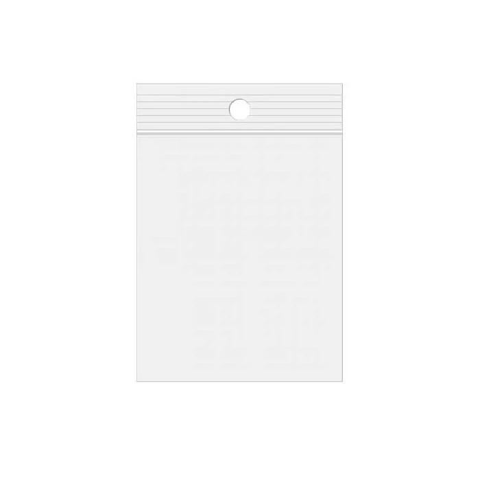 Druckverschlussbeutel mit Hangloch 7,5x10cm Kristallklar PP 50 Mikron (100 Stück) [ZR34]
